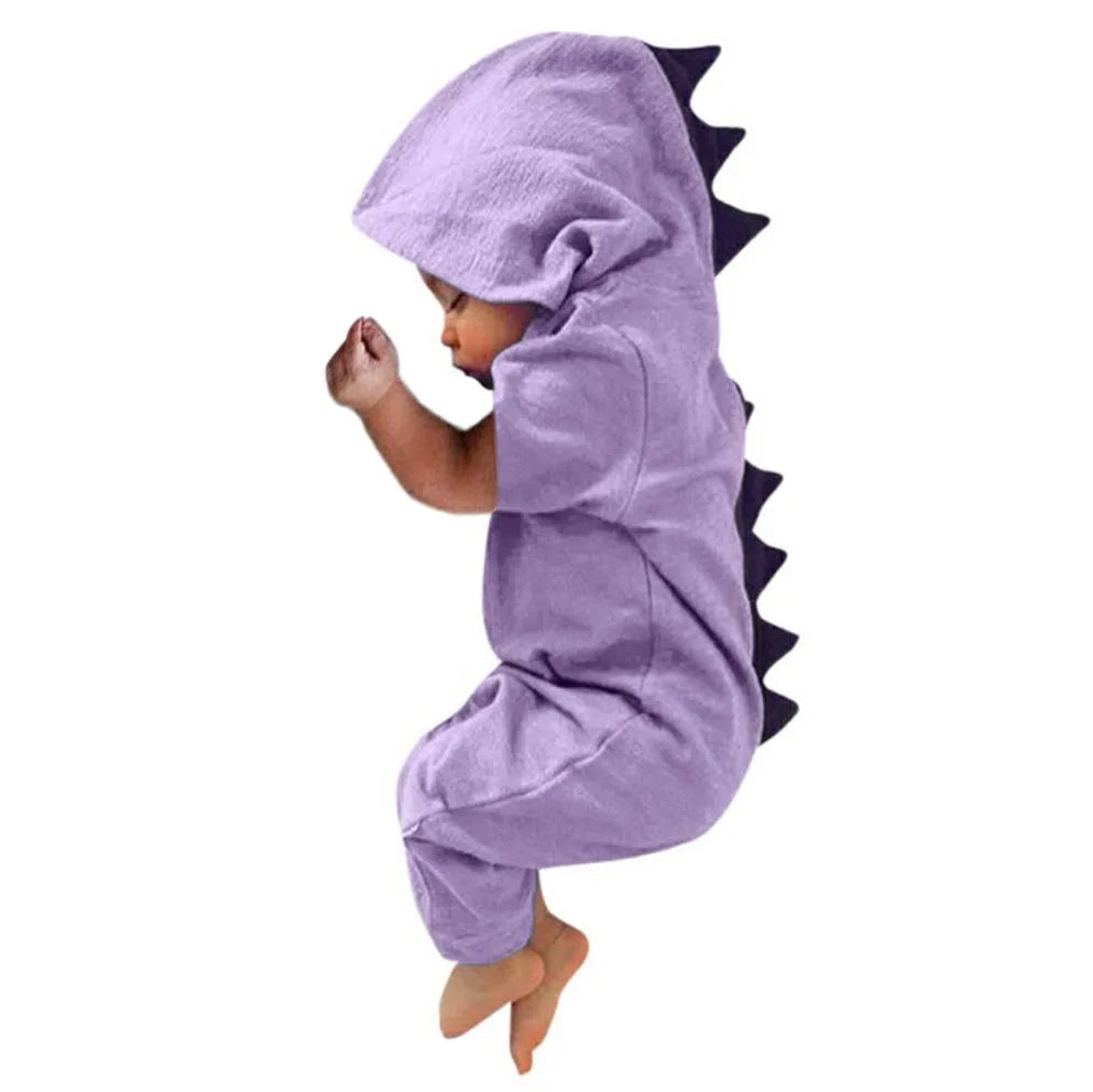 Baby Dinosaur Hooded Romper Jumpsuit 0 24M Purple 3 Months