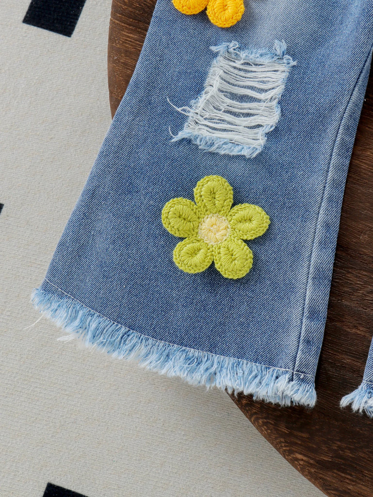 Baby Girl Toddler Embroidery Flower Clothes Set