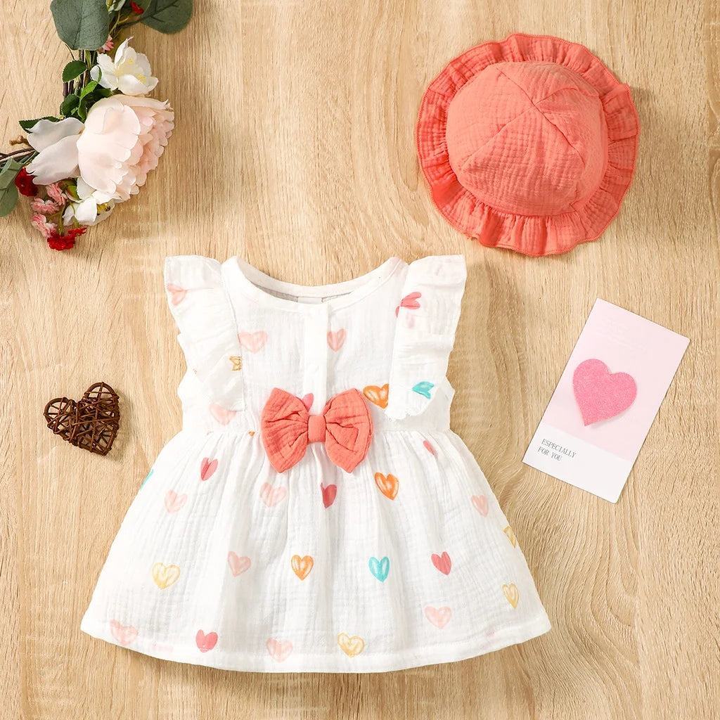 Newborn Baby Girl Lovely Dress With Hat Orange / 6-9 Months Newborn Baby Girl Lovely Dress With Hat Orange / 6-9 Months