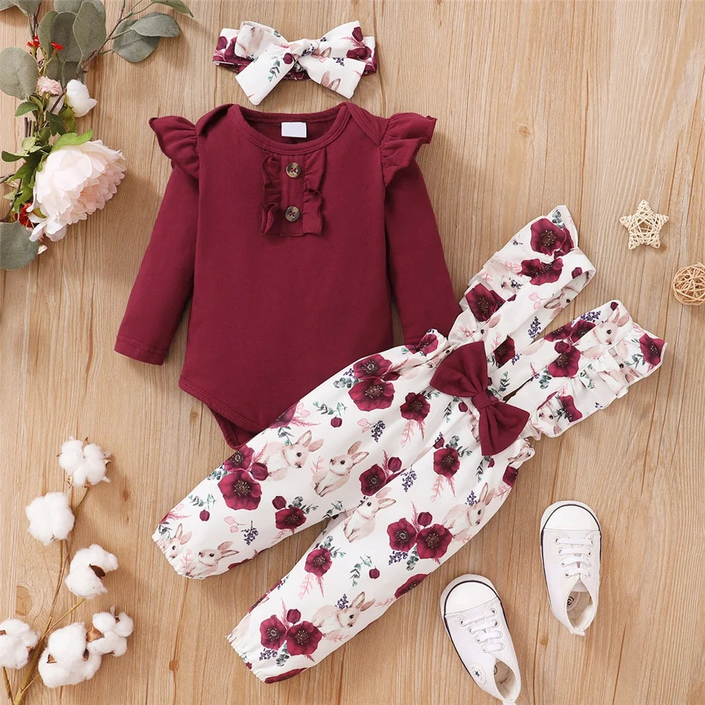 3pcs Baby Girls Cute Clothes Set