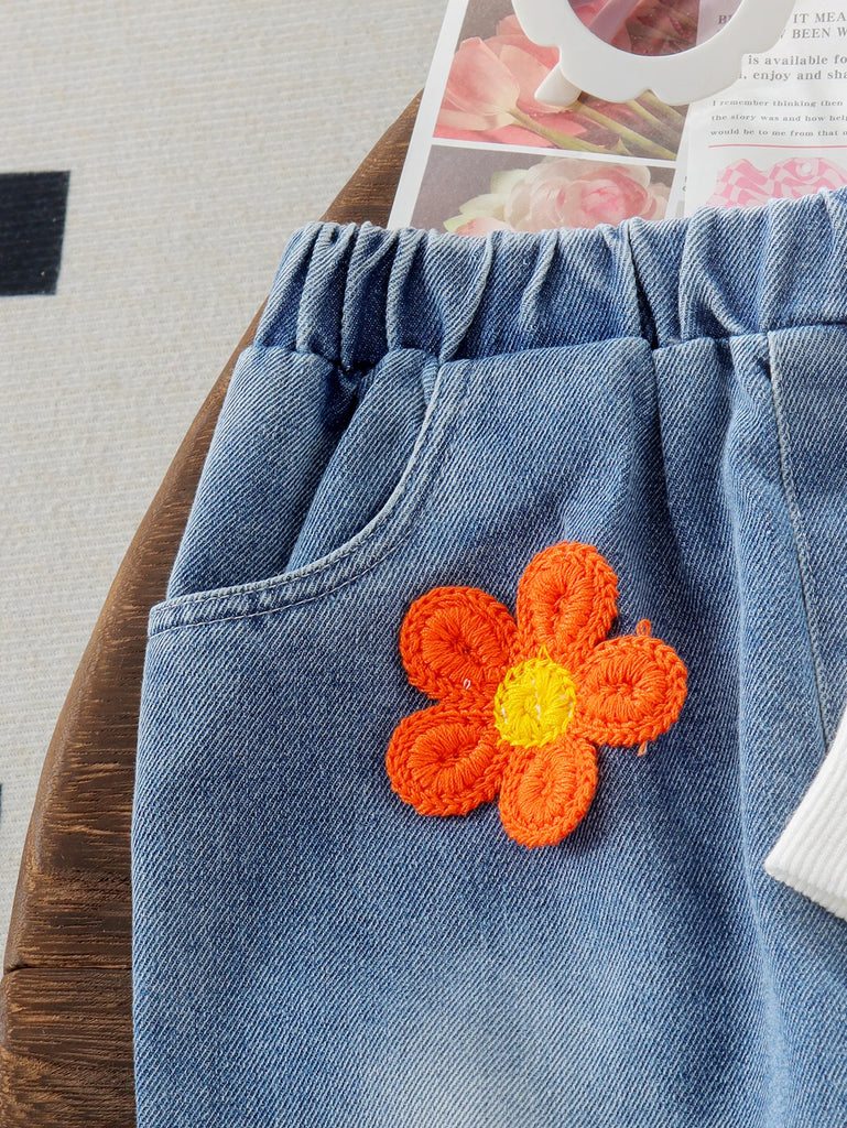 Baby Girl Toddler Embroidery Flower Clothes Set