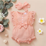 Cute Cotton Rompers Headband 0-18M