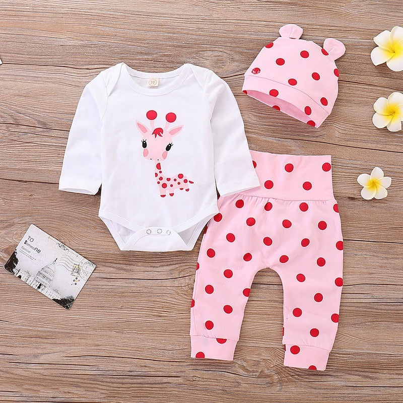 Newborn Baby Girl Giraffe Clothes Set - Long sleeve / 0-3 Months