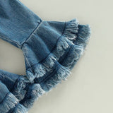 Baby Girl Toddler Lace Romper Tops Jean Headband