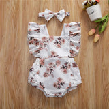 Baby Girls Floral Rompers Headband