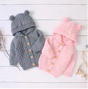 Infant Baby Girls Boys Warm Knit Hooded Coats