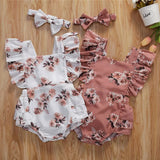 Baby Girls Floral Rompers Headband