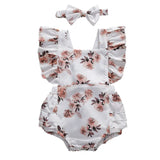 Baby Girls Floral Rompers Headband