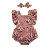 Baby Girls Floral Rompers Headband