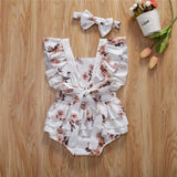 Baby Girls Floral Rompers Headband