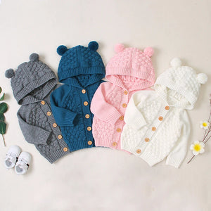 Infant Baby Girls Boys Warm Knit Hooded Coats