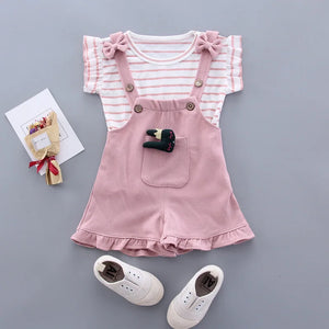 Baby Girls Striped T-shirt Jumpsuit Suit