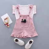 Baby Girls Striped T-shirt Jumpsuit Suit