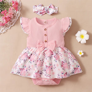 Baby Girl Pink Romper Dress & Headband-Elite Outlet Store