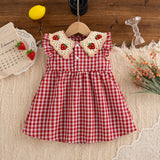 Baby Girl Kid Red Strawberry Lapel Dress
