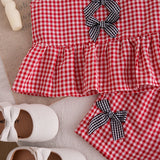 Baby Girl Summer Plaid Clothes Set