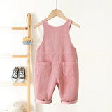 Baby Girls Toddler Corduroy Heart Embroidery Jumpsuit