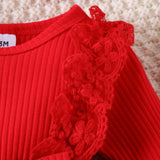 Newborn Baby Girl Red Romper Dress Headband