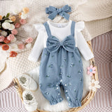 Autumn Baby Girls Floral Jumpsuit Clothes Set