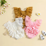 Newborn Infant Baby Girl Floral Lace Rompers