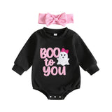 Baby Girls Halloween Rompers Headband Set