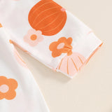 Baby Girl Pumpkin Flower Jumpsuit Headband Set