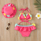 Baby Girls 3pcs Flower Bathing Suit