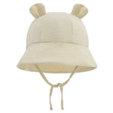Beige Cotton Baby Summer Hats 3-12M