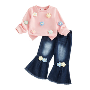 Toddler Girl Crochet Flower Fall Outfits