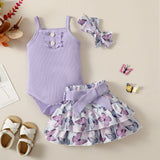 Baby Girls Rompers Skirt Headband Clothes Set