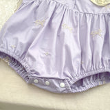 Lavender baby rompers.