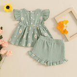 Newborn Baby Girls Daisy Top Shorts Set