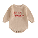 Baby Boy Girl Christmas Embroidery Sweater Rompers