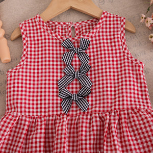 Baby Girl Summer Plaid Clothes Set