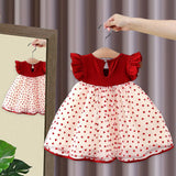 Baby Girl Bow Flying Sleeves Dress