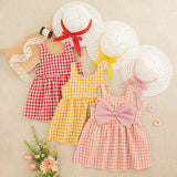 Plaid Baby Girls Dresses With Hat