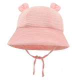 Pink Cotton Baby Summer Hats 3-12M