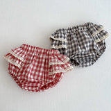 Baby Girls Plaid Ruffles Bloomers 0-3T