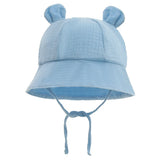 Blue Cotton Baby Summer Hats 3-12M