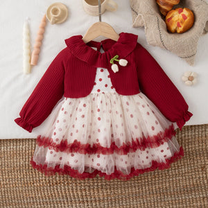 Baby Girl Long Sleeve Polka Dot Dresses