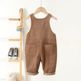 Baby Girls Toddler Corduroy Heart Embroidery Jumpsuit