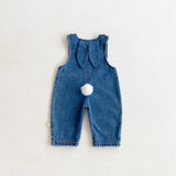 Baby boy and baby girl denim rabbit jumpsuits 