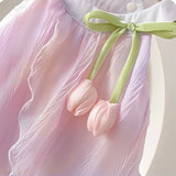 Pink and Purple baby girls summer tulip dress