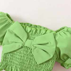 Baby Girl Puff Sleeve Flowers Clothes Set