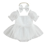 Baby Girl Romper Tulle Dress Headband Sets