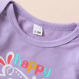 Purple children's shirt with 'happy Easter' text