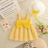 Plaid Baby Girls Dresses With Hat