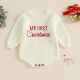 Baby Boy Girl Christmas Embroidery Sweater Rompers