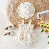 Baby Girl Cotton Romper Dress Hat Set