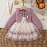Baby Girl Long Sleeve Polka Dot Dresses